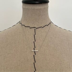 CZ cubic zirconia bar sterling silver necklace